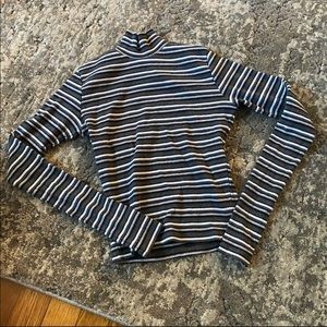 {Brandy Melville} Striped Mock Neck Top